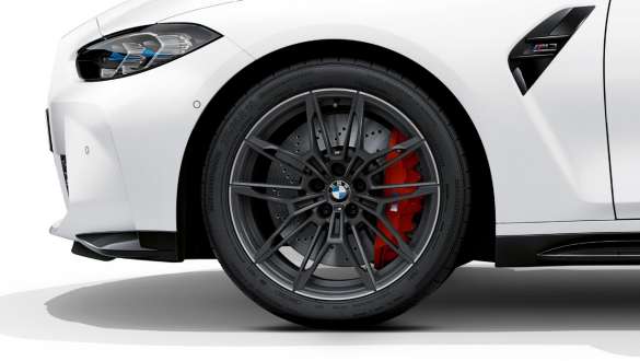 Jantes forgées M 19"/20" 825 M en Orbitgrau matt de la BMW M3 Competition Berline G80 2020 BMW M3 Competition Berline G80 2020 jantes forgées BMW M 19"/20" 825 M en Orbitgrau matt, vue en gros plan de la jante