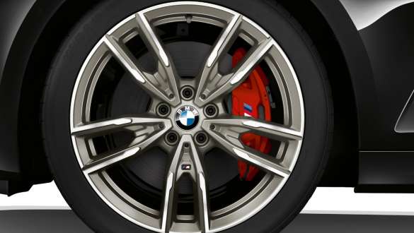 BMW M340i xDrive Berline G20 2020, Freins M sport, gros plan sur la jante Freins M sport de la BMW M340i xDrive Berline G20 2020