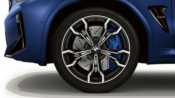 Jantes BMW M 21" en alliage léger, à rayons en V 765 M, BMW X3 M Competition F97 LCI restylage 2021 BMW X3 M Competition F97 LCI restylage 2021 Frozen Marina Bay Blau metallic Jantes BMW M 21" en alliage léger, à rayons en V 765 M, vue en gros plan
