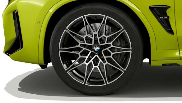 Jantes BMW M 21" en alliage léger, à rayons en V 765 M, BMW X4 M Competition F98 LCI restylage 2021 BMW X4 M Competition F98 LCI Facelift 2021 Sao Paulo Gelb jantes BMW M 21" en alliage léger à rayons en V 765 M vue en gros plan