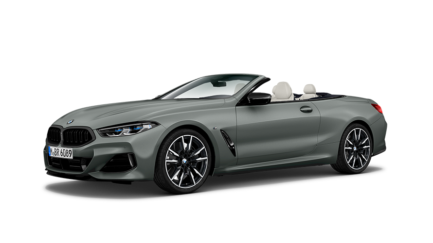 BMW M850i xDrive Cabriolet (G14), vue de trois quarts de profil  BMW M850i xDrive Cabriolet (G14), vue de trois quarts de profil
