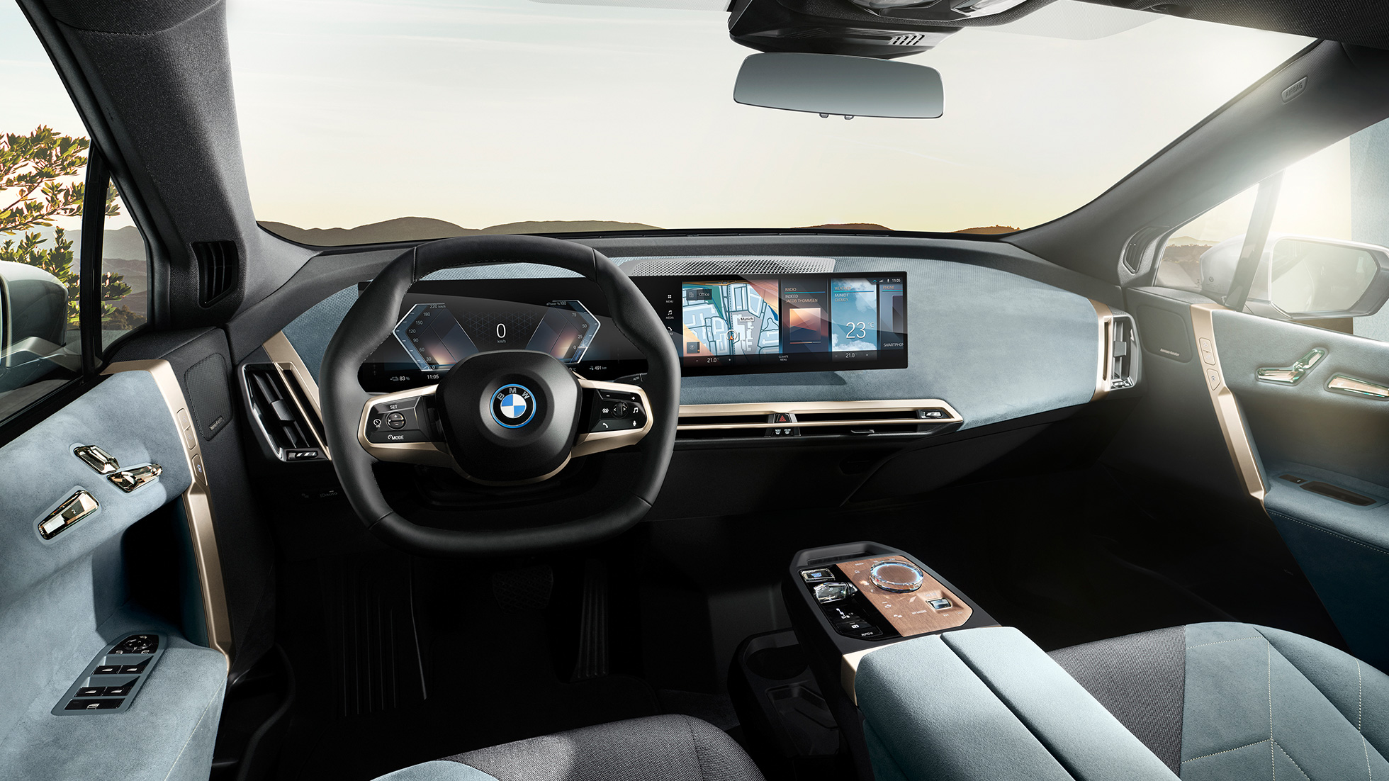 BMW iX, poste de conduite intérieur Intérieur de la BMW iX, poste de conduite