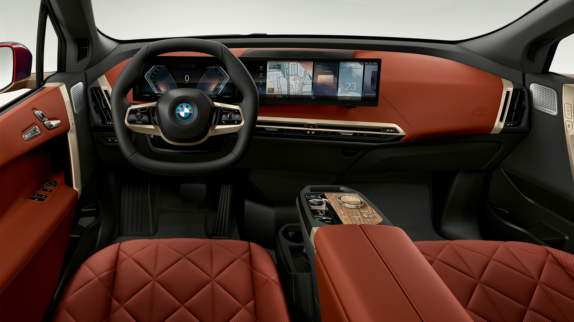 BMW iX, poste de conduite BMW iX i20 Cockpit design intérieur Suite Castanea