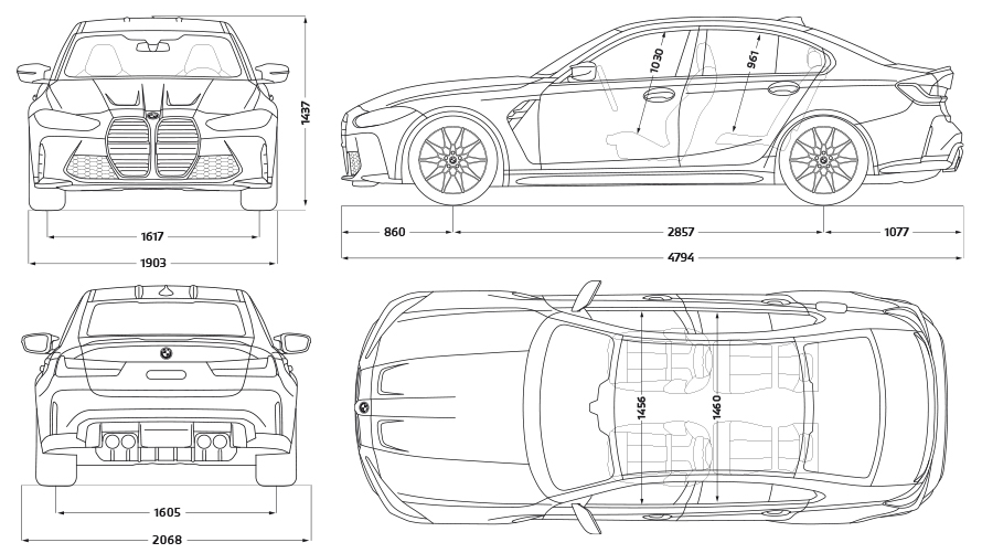 BMW M3 Berline G80 2020, vue de profil en contre-plongée Vue de profil de la BMW M3 Berline G80 2020 Isle of Man Grün metallic, vue en contre-plongée