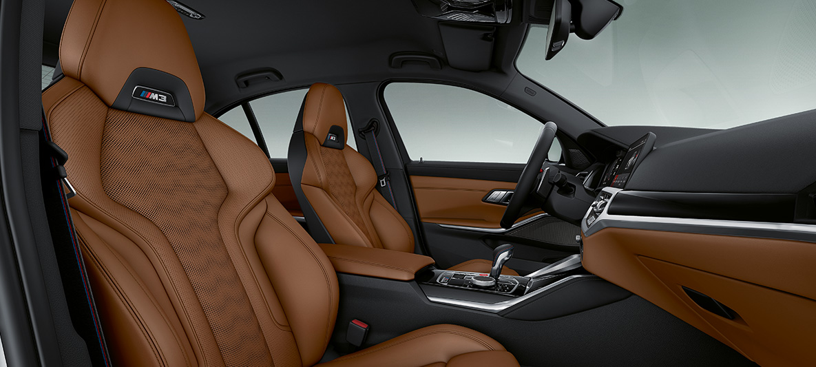 Inserts de décoration en bois noble BMW M3 Berline 2020 G80, habitacle Inserts de décoration BMW Individual en bois noble Fineline Schwarz Silbereffekt à pores ouverts M3 Berline G80 2020, habitacle