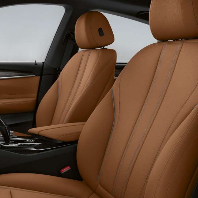 Garnissage en cuir Dakota Cognac/Schwarz de la BMW Série 6 Gran Turismo G32 620d 2020, équipement de base, intérieur